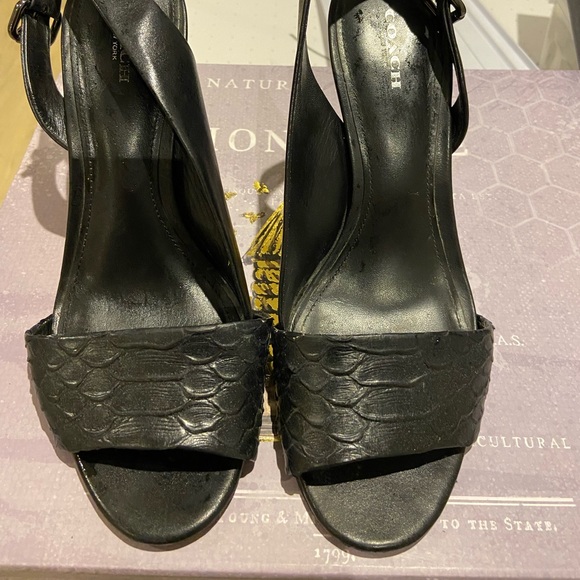 Coach Black Leather Snakeskin Heels - Picture 5 of 5